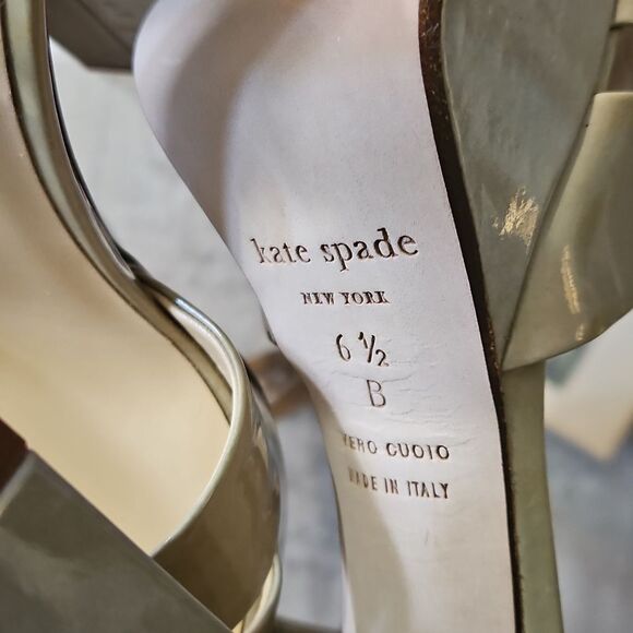 Kate Spade Glossy Olive Platform Heels Size 6.5 - Picture 9 of 9